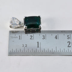 Riyo Fit Gemstone Octagon Cabochon Green Indian Emerald Sterling Silver Pendant Gift For Friend