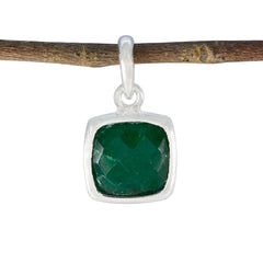 Riyo Decorative Gemstone Cushion Checker Green Indian Emerald 967 Sterling Silver Pendant Gift For Teachers Day