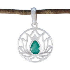 Riyo onweerstaanbare edelsteen peer gefacetteerde groene Indiase smaragd 989 sterling zilveren hanger cadeau voor verjaardag