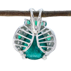 Riyo Bonny Gems Multi Facet Green Indian Emerald Solid Silver Hanger Cadeau voor Goede Vrijdag