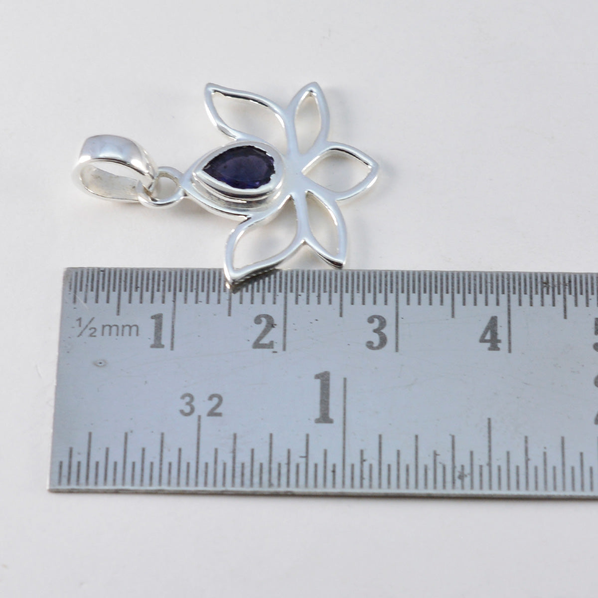 Riyo Graceful Gemstone Pear Faceted Blue Iolite Sterling Silver Pendant Gift For Women