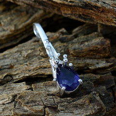 Riyo aantrekkelijke edelsteen peer gefacetteerde blauwe ioliet sterling zilveren hanger cadeau voor vriend