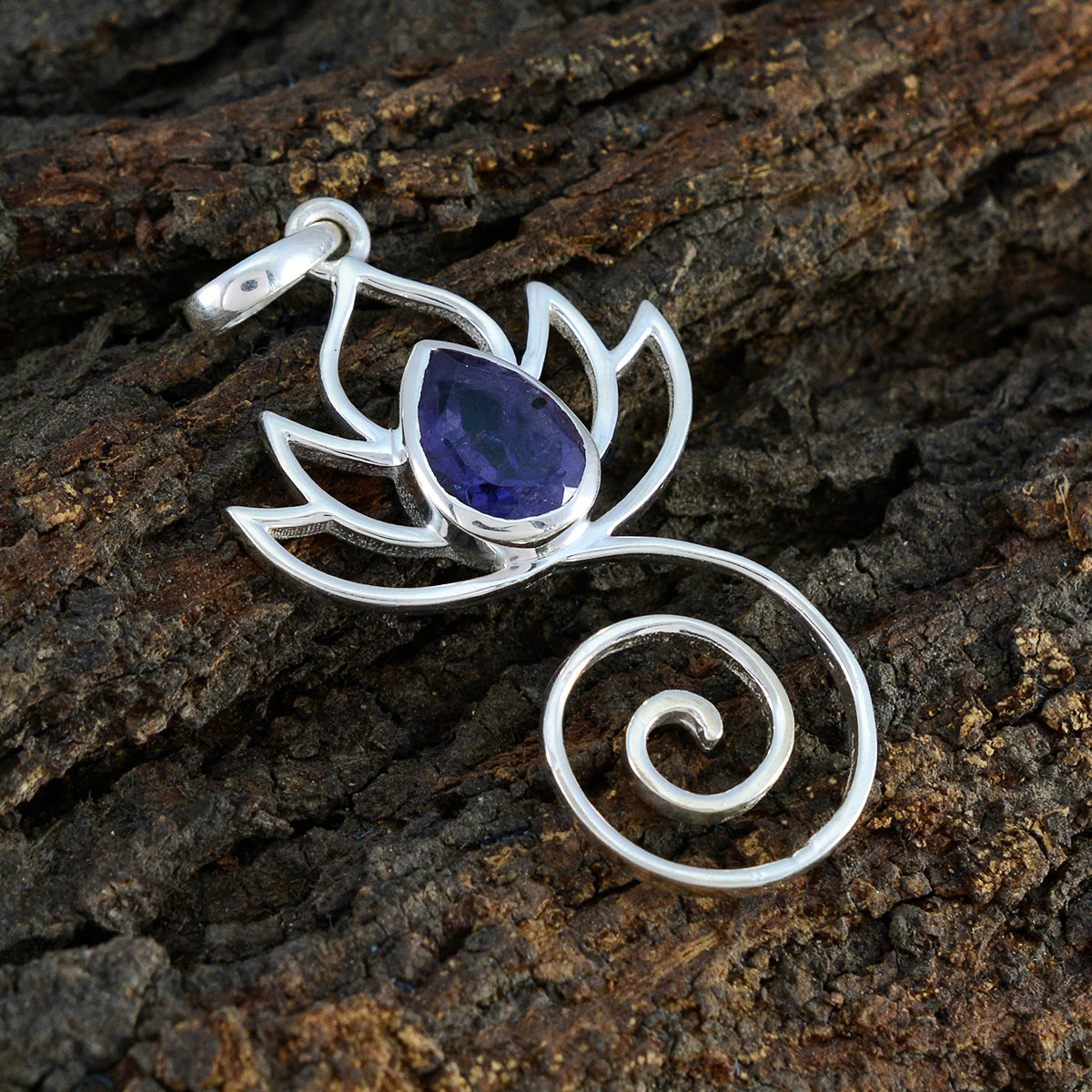 RIYO привлекательный кулон из стерлингового серебра с драгоценным камнем груша, ограненный синий иолит, подарок для ручной работы