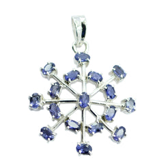 riyo fit gems oval facetterad blå iolit silver hänge present för förlovning