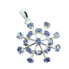 riyo fit gems oval facetterad blå iolit silver hänge present för förlovning