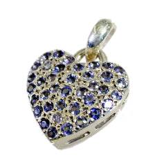 Riyo exquisitas gemas redondas facetadas azul iolita colgante de plata regalo para hermana