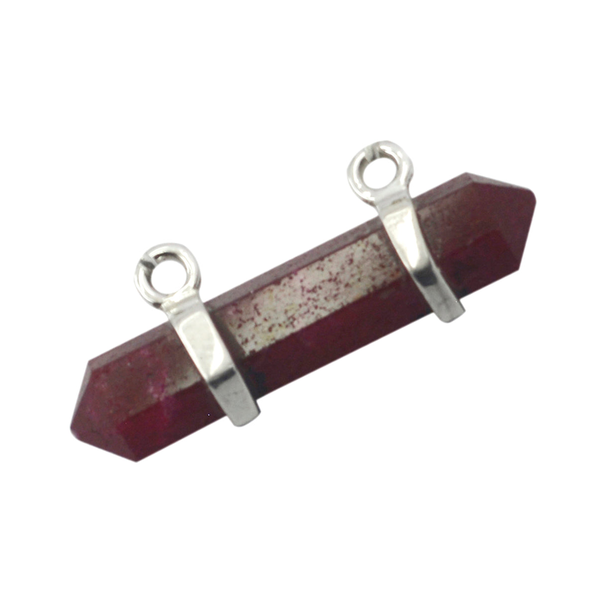 Riyo Magnificent Gems Fancy facettierter roter indischer Rubin-Silberanhänger, Geschenk für Schwester
