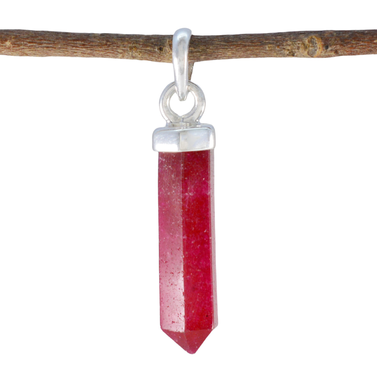 Riyo – pendentif en argent rubis indien rouge à facettes, pierres précieuses authentiques, fantaisie, cadeau pour sœur