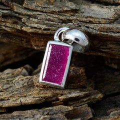 Riyo Foxy Gems Baguette Faceted Red Indian Ruby Silver Pendant Gift For Wife