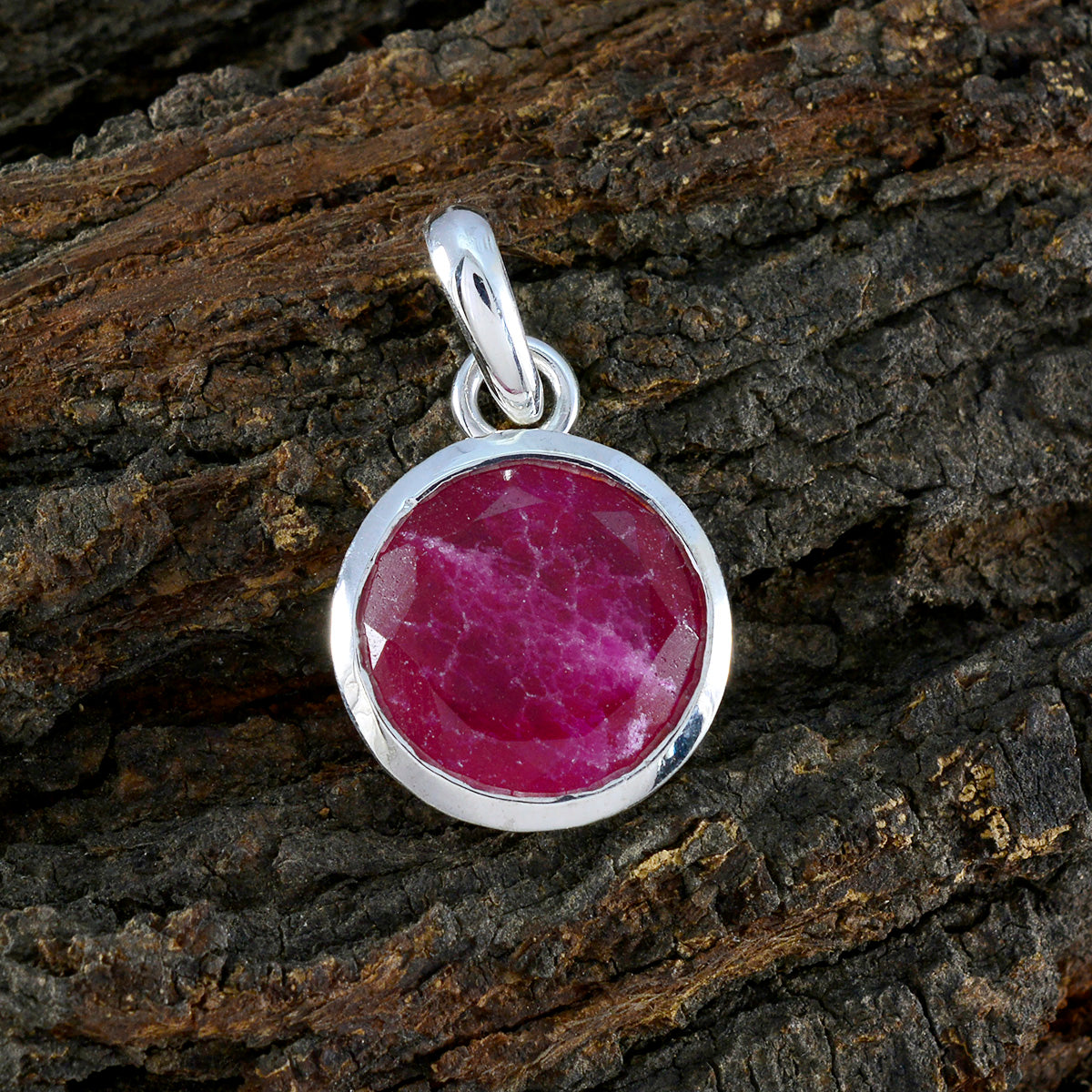 riyo горячий драгоценный камень круглый граненый красный индийский рубин стерлингового серебра кулон подарок для ручной работы
