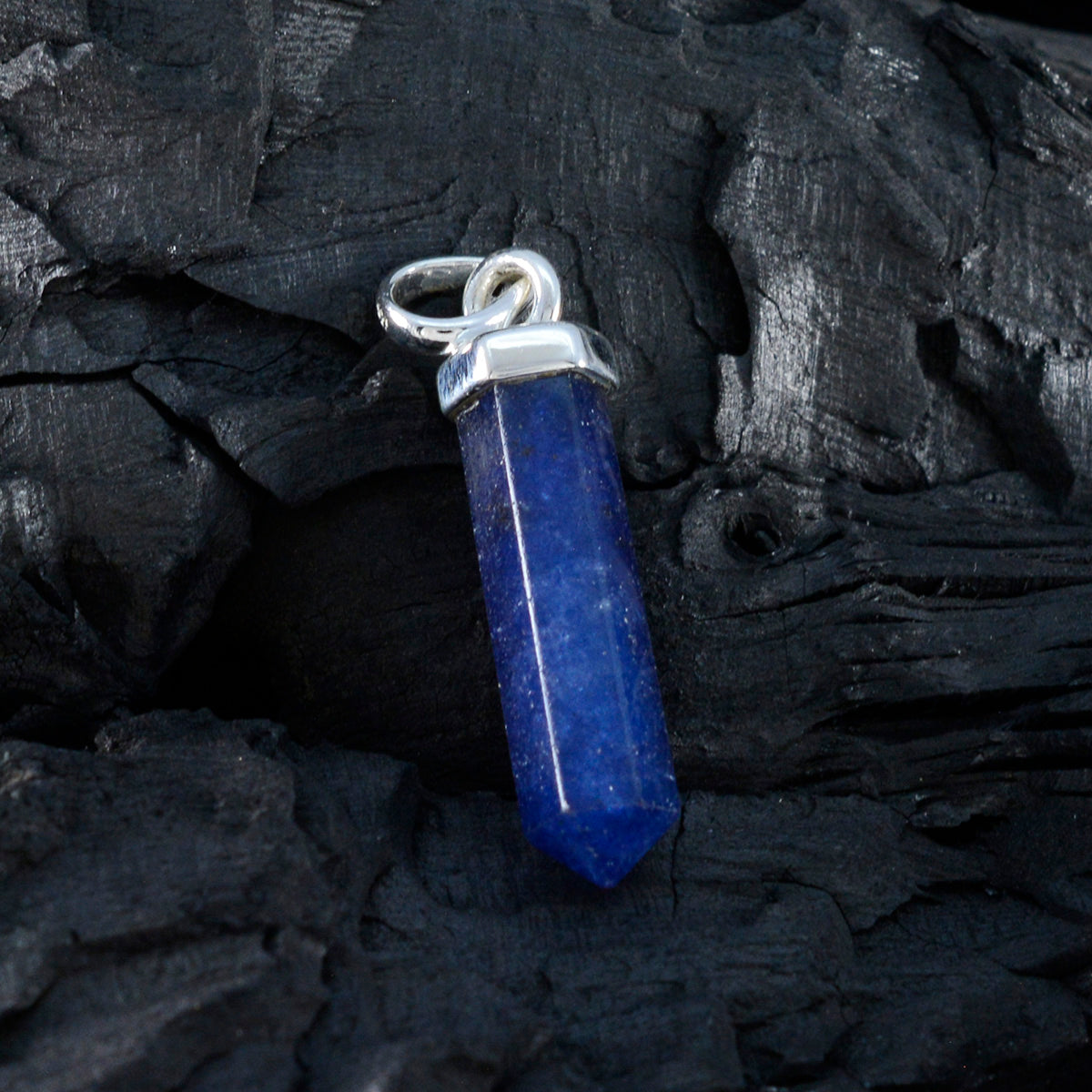 Riyo mooie edelsteen fancy gefacetteerde blauwe Indiase saffier sterling zilveren hanger cadeau voor handgemaakt