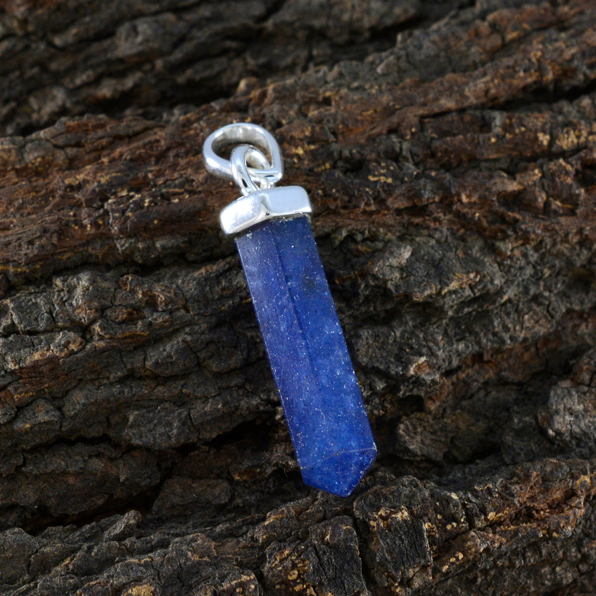 Riyo bonita piedra preciosa elegante facetado azul indio zafiro colgante de plata de ley regalo para hecho a mano