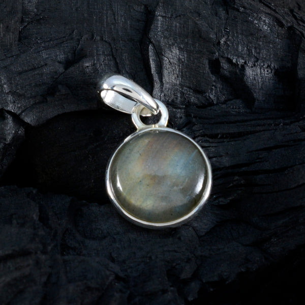 Riyo Exquisite Gemstone Round Cabochon Gray Labradorite Sterling Silver Pendant Gift For Christmas
