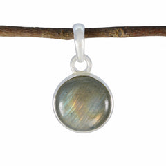 Riyo – pendentif en argent sterling, cabochon rond en pierre précieuse exquise, labradorite grise, cadeau de noël