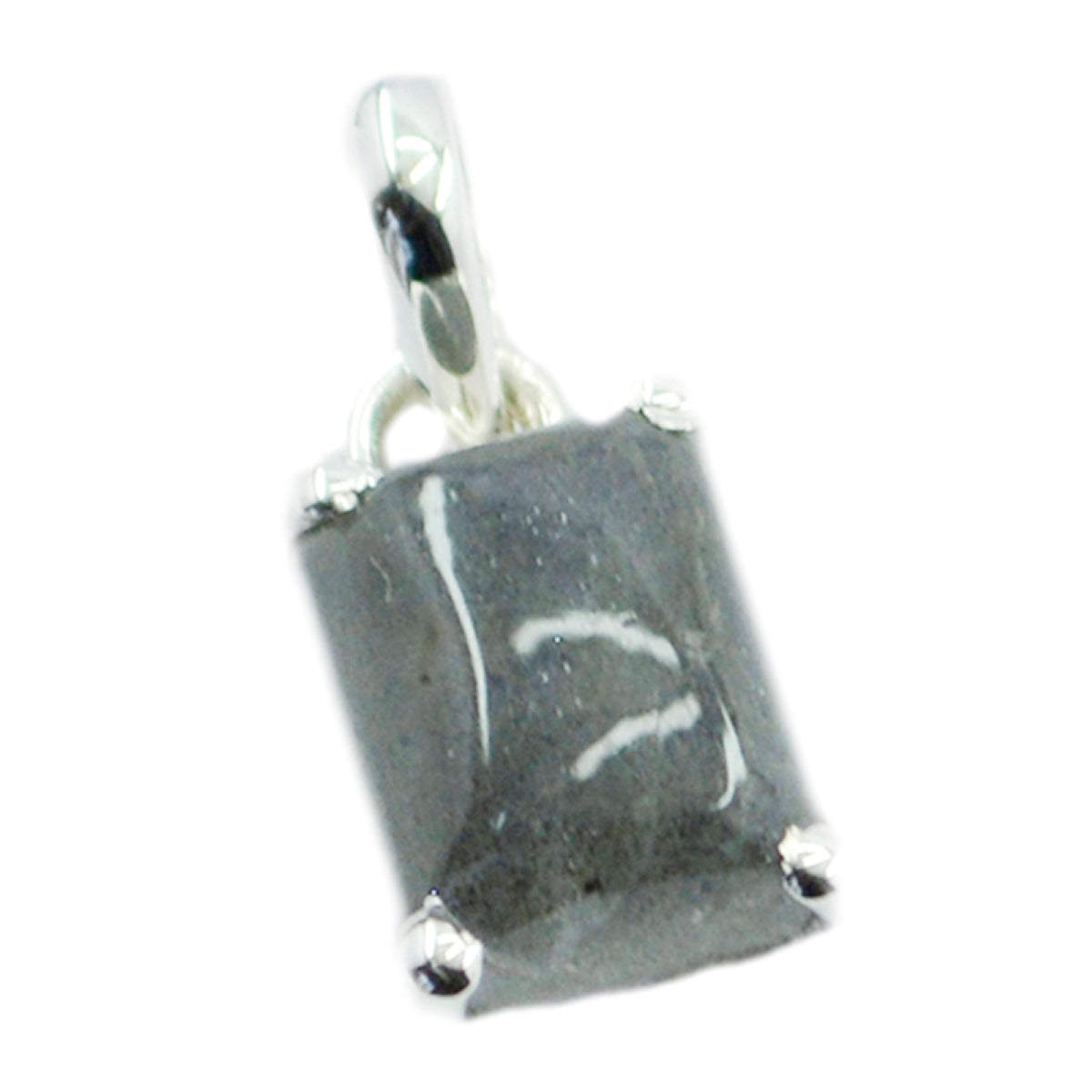 Riyo Drop Gemstone Octagon Cabochon Gray Labradorite 945 Sterling Silver Pendant Gift For Birthday