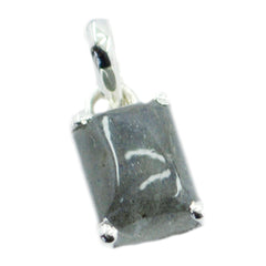Riyo gota de piedra preciosa octágono cabujón labradorita gris colgante de plata de ley 945 regalo para cumpleaños