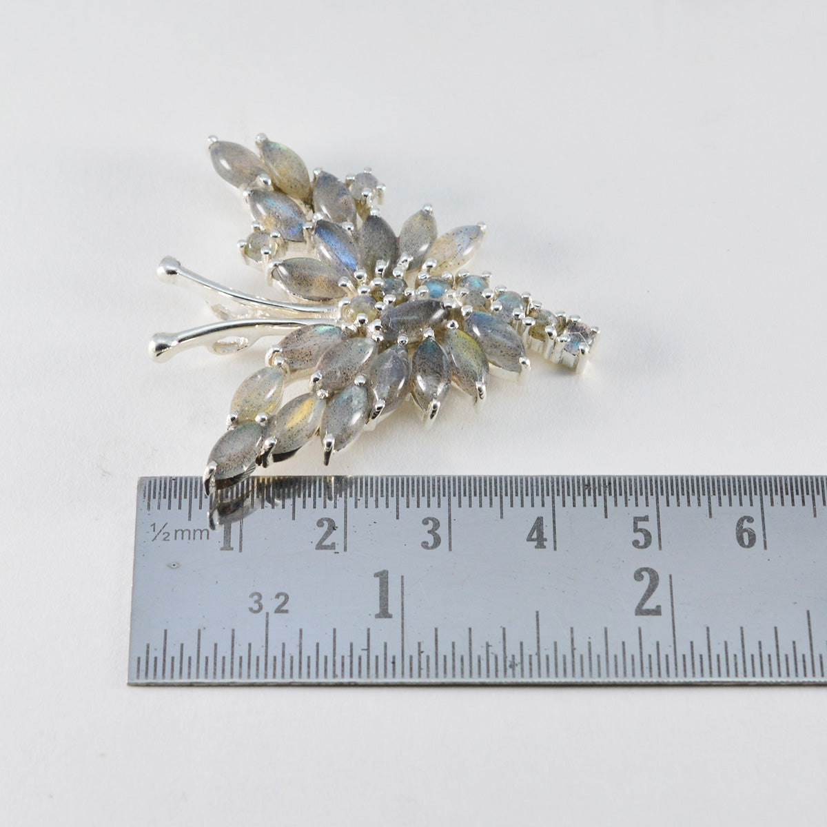Riyo Appealing Gems Multi Cabochon Anhänger aus massivem Silber mit grauem Labradorit, Geschenk für Ostersonntag
