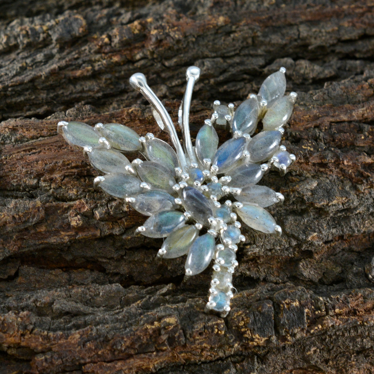 Riyo Appealing Gems Multi Cabochon Anhänger aus massivem Silber mit grauem Labradorit, Geschenk für Ostersonntag