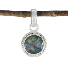 Riyo Delightful Gems Round Faceted Gray Labradorite Silver Pendant Gift For Wife