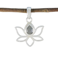 Riyo Elegant Gems Pear Faceted Gray Labradorite Solid Silver Pendant Gift For Wedding