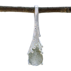 riyo vackra ädelstenar päron fasetterad grå labradorit massivt silver hänge present till jubileum