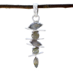 Riyo Real Gemstone Multi Faceted Gray Labradorite 1054 Sterling Silver Pendant Gift For Good Friday