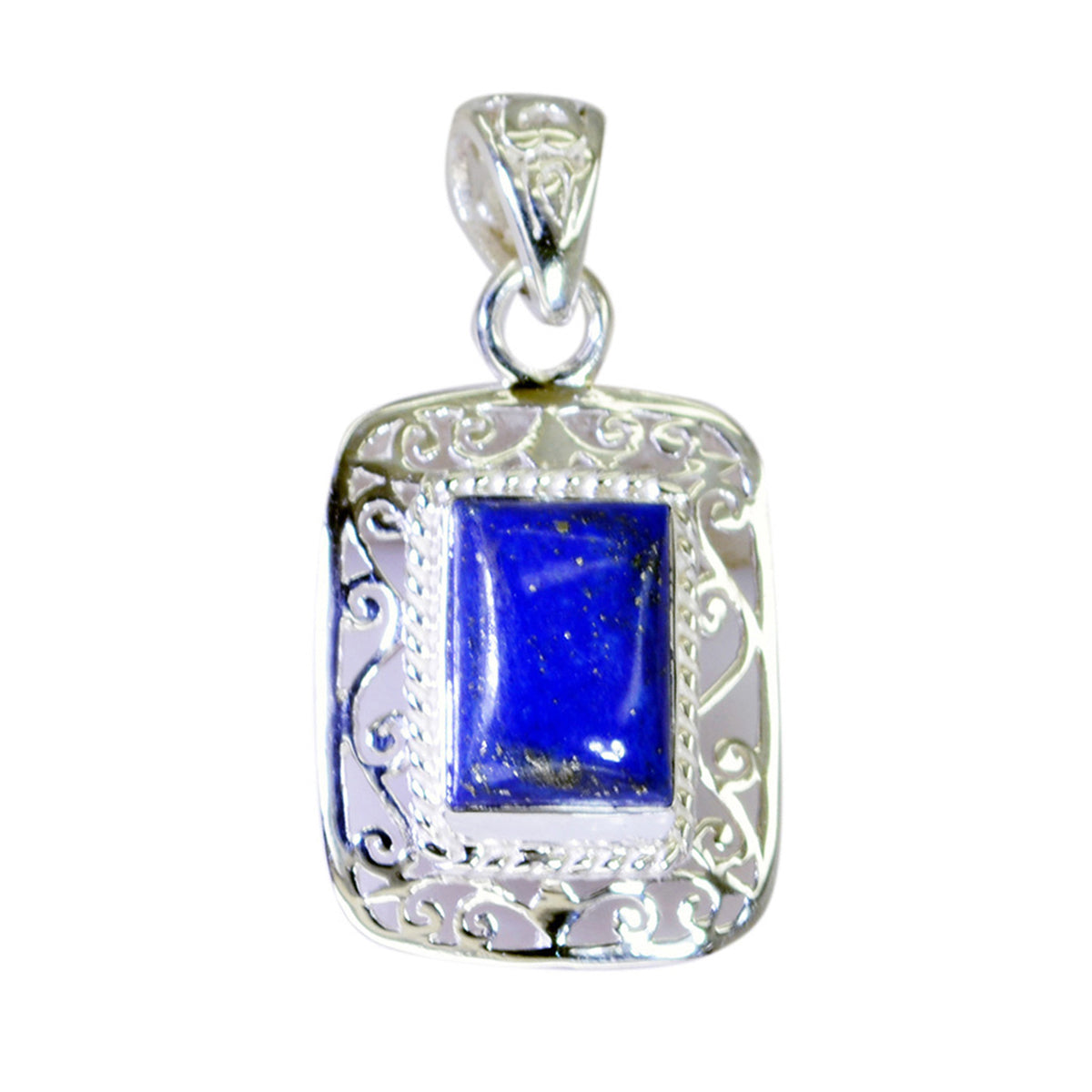 Riyo Gorgeous Gemstone Octagon Cabochon Nevy Blue Lapis Lazuli 1188 Sterling Silver Pendant Gift For Girlfriend