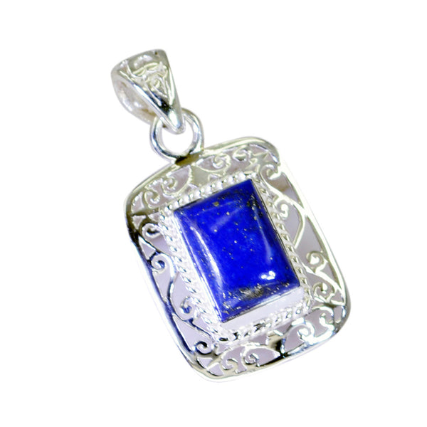 Riyo Gorgeous Gemstone Octagon Cabochon Nevy Blue Lapis Lazuli 1188 Sterling Silver Pendant Gift For Girlfriend