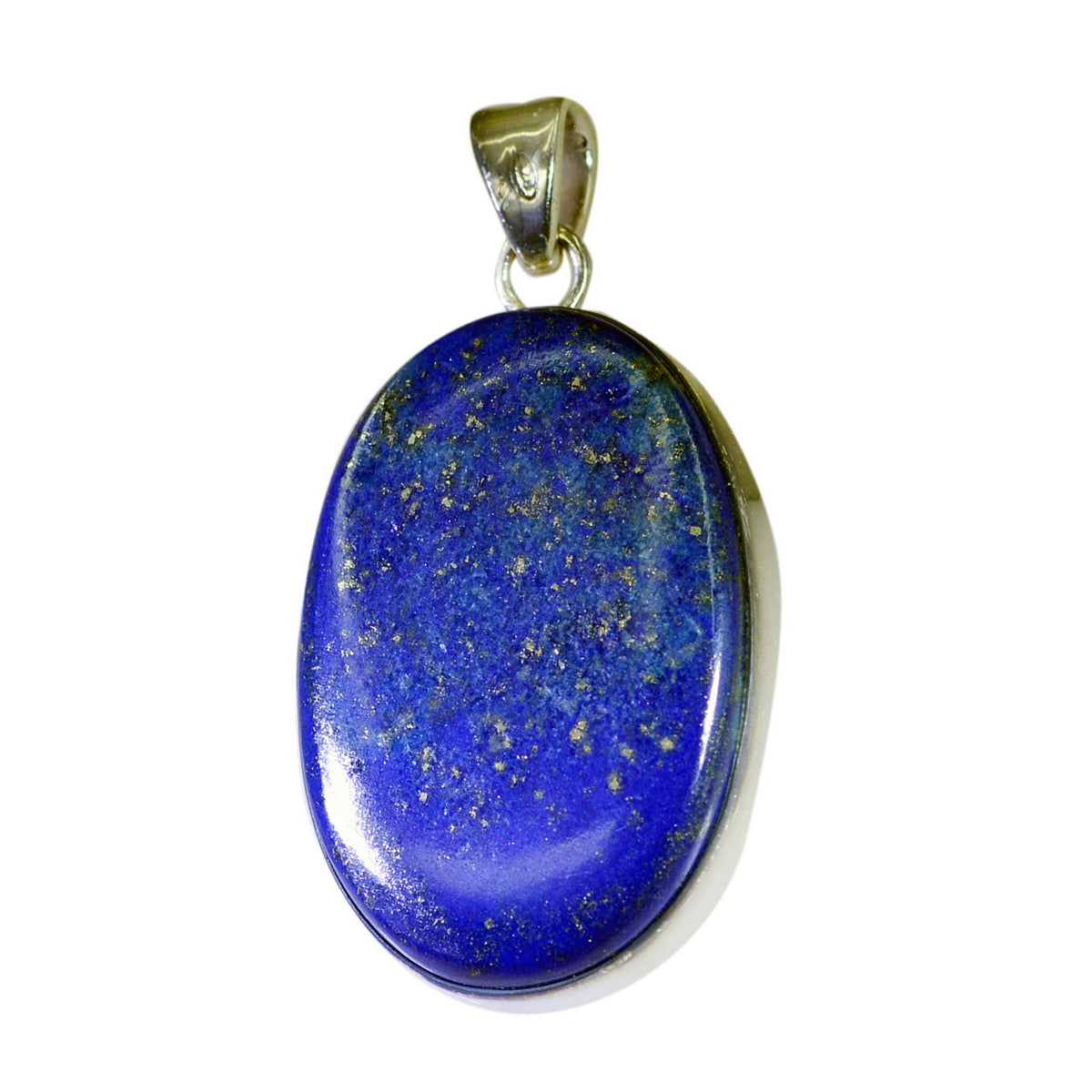 Riyo Irresistible Gems Oval Cabochon Nevy Blue Lapis Lazuli Solid Silver Pendant Gift For Anniversary