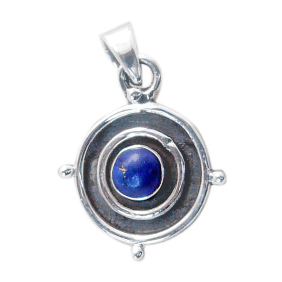 riyo bäddbara ädelstenar runda cabochon nevyblå lapis lazuli silverhänge present till förlovning