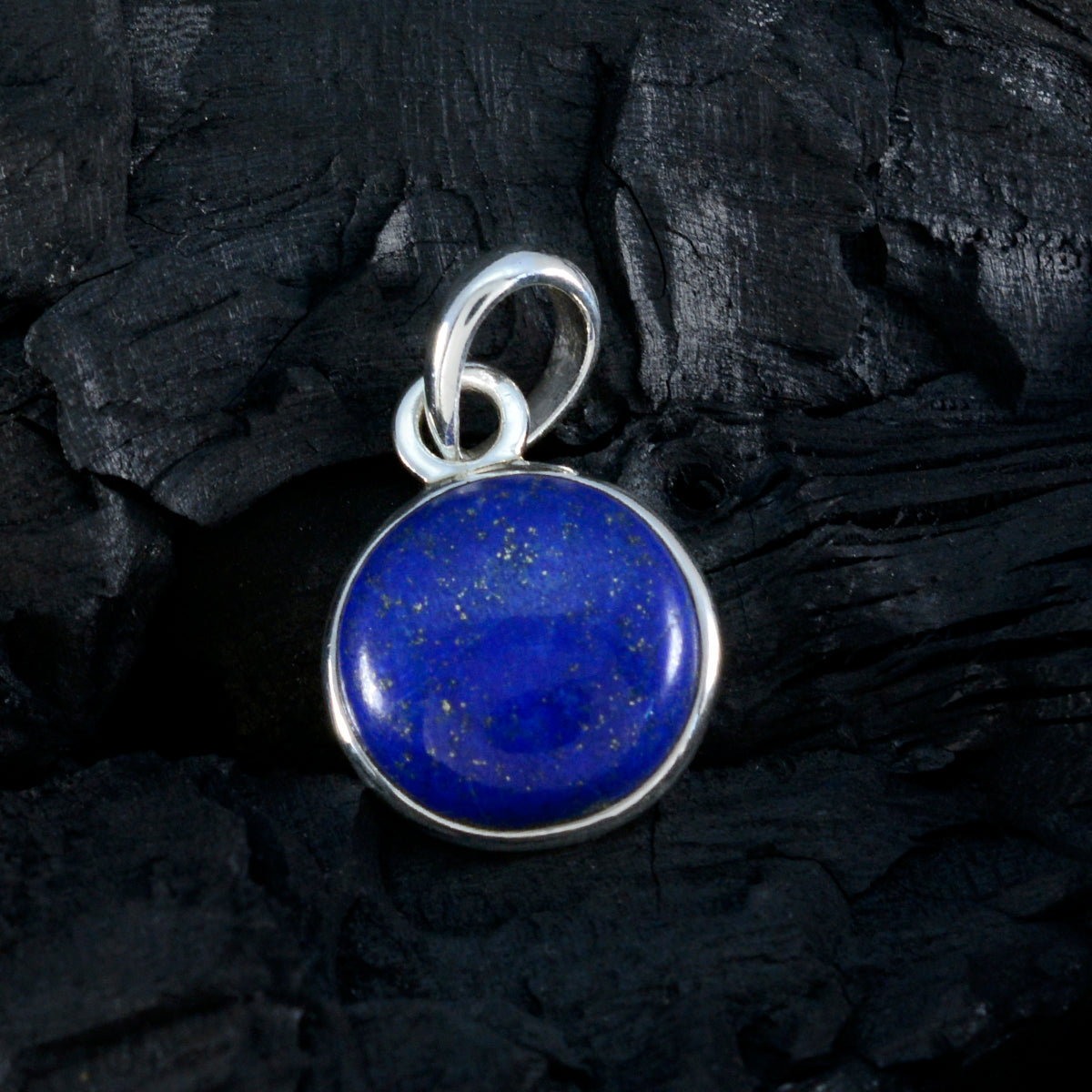 riyo estetiska ädelstenar runda cabochon nevyblå lapis lazuli massivt silverhänge present till påsksöndag