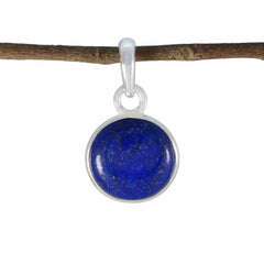 Riyo Aesthetic Gems Round Cabochon Nevy Blue Lapis Lazuli Solid Silver Pendant Gift For Easter Sunday