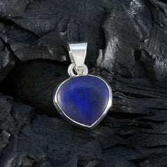 Riyo Decorative Gems Heart Cabochon Nevy Blue Lapis Lazuli Solid Silver Pendant Gift For Good Friday