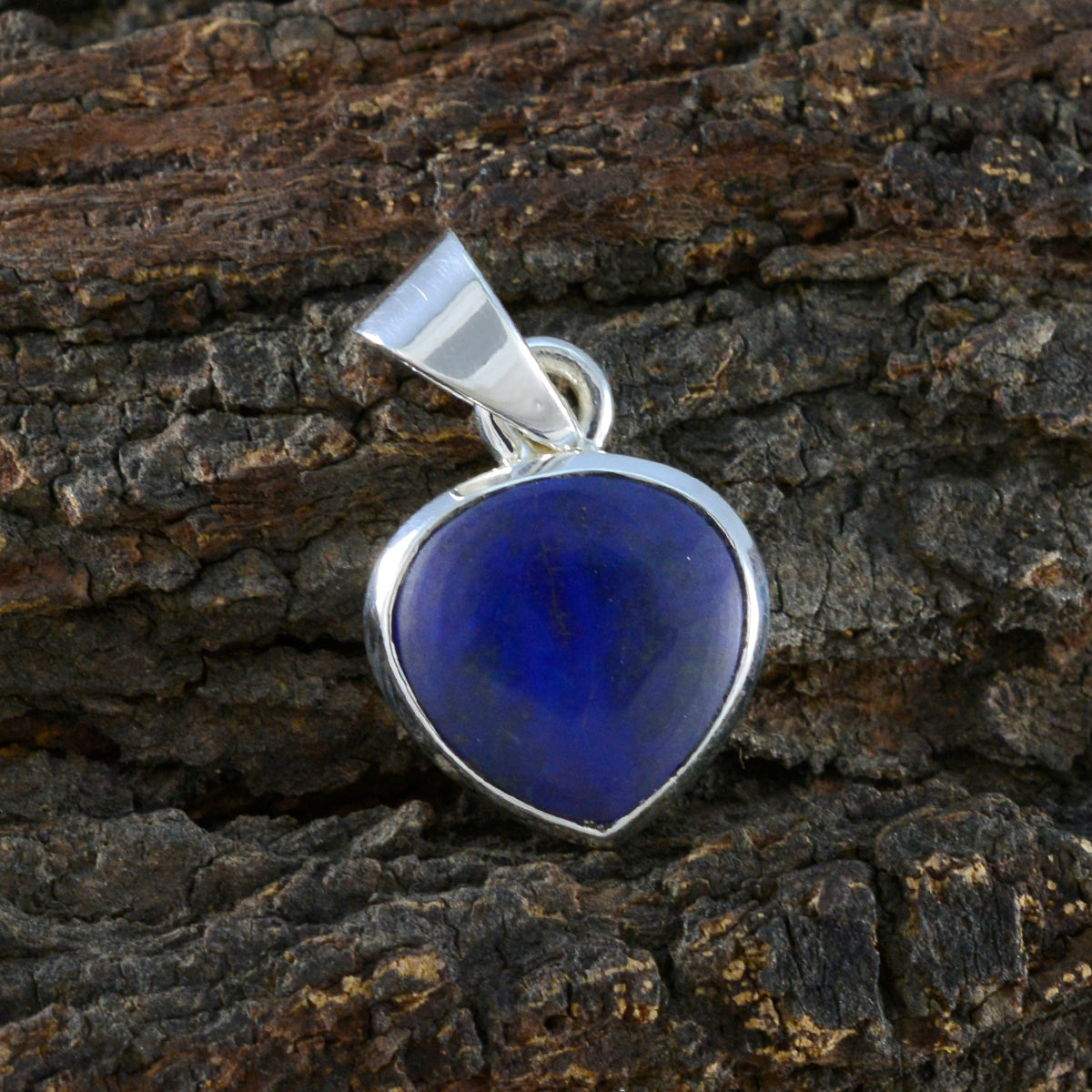 riyo gemme decorative cuore cabochon nevy blu lapislazzuli ciondolo in argento massiccio regalo per il Venerdì Santo