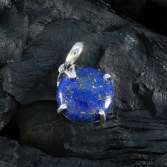 Riyo winsome gema cabujón redondo nevy azul lapislázuli colgante de plata de ley regalo para hecho a mano