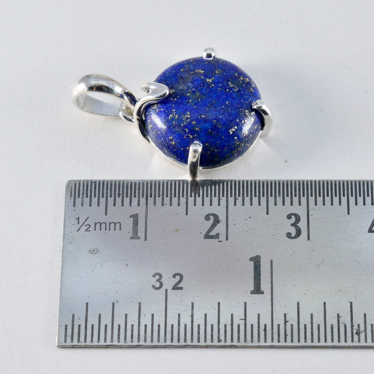 Riyo Winsome Gemstone Round Cabochon Nevy Blue Lapis Lazuli Sterling Silver Pendant Gift For Handmade