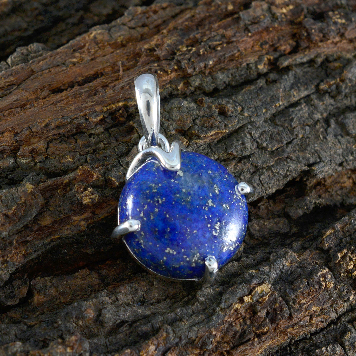 RIYO очаровательный драгоценный камень круглый кабошон Неви синий лазурит стерлинговый серебряный кулон подарок для ручной работы