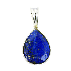 Riyo Bonny Gems Pear Faceted Nevy Blue Lapis Lazuli Solid Silver Pendant Gift For Wedding