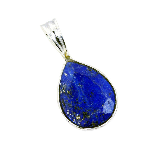 Riyo Bonny Gems Pear Faceted Nevy Blue Lapis Lazuli Solid Silver Pendant Gift For Wedding