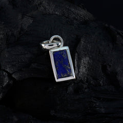 Riyo Spunky Gems Baguette Faceted Nevy Blue Lapis Lazuli Solid Silver Pendant Gift For Wedding