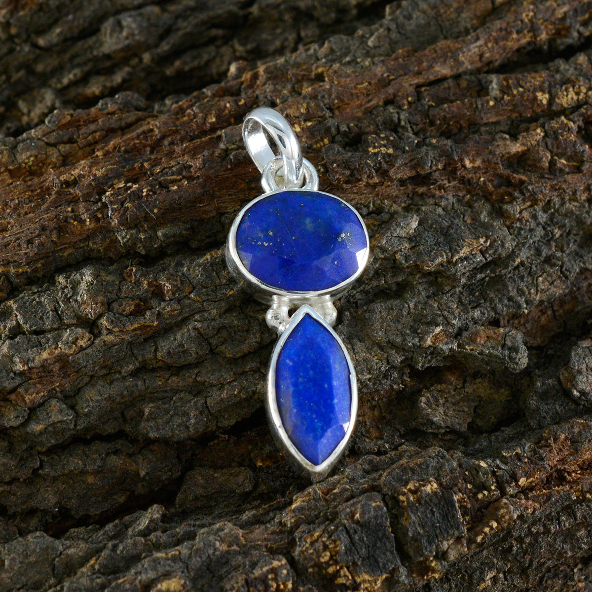 riyo heta ädelsten flerfacetterad nevyblå lapis lazuli 1097 sterling silver hänge present till födelsedag