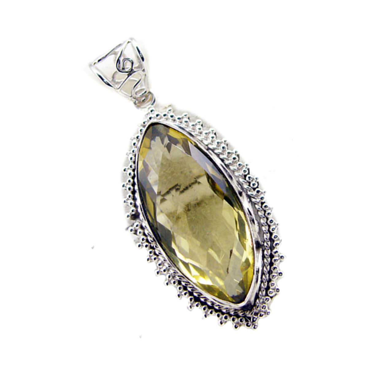 Riyo Nice Gems Marquise Checker gelber Zitronenquarz-Silberanhänger, Geschenk zur Verlobung