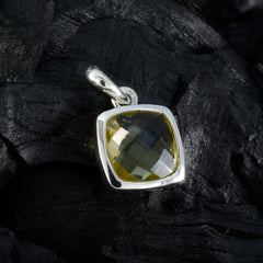 Riyo savoureux coussin de pierres précieuses damier jaune citron quartz 968 pendentif en argent sterling cadeau pour petite amie