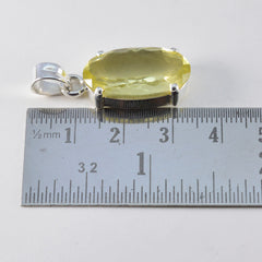 riyo gemme ammalianti ciondolo in argento massiccio con quarzo giallo limone sfaccettato ovale, regalo per la domenica di Pasqua