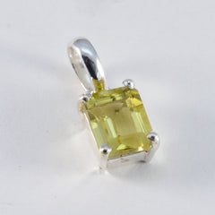 riyo savoureux pierres précieuses octogonales à facettes jaune citron quartz pendentif en argent massif cadeau pour anniversaire