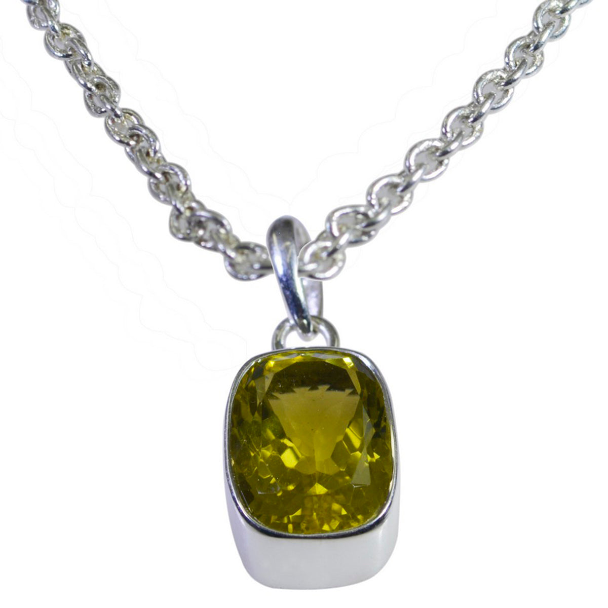 riyo pierre précieuse décorative octogonale à facettes jaune citron quartz pendentif en argent sterling cadeau pour la main
