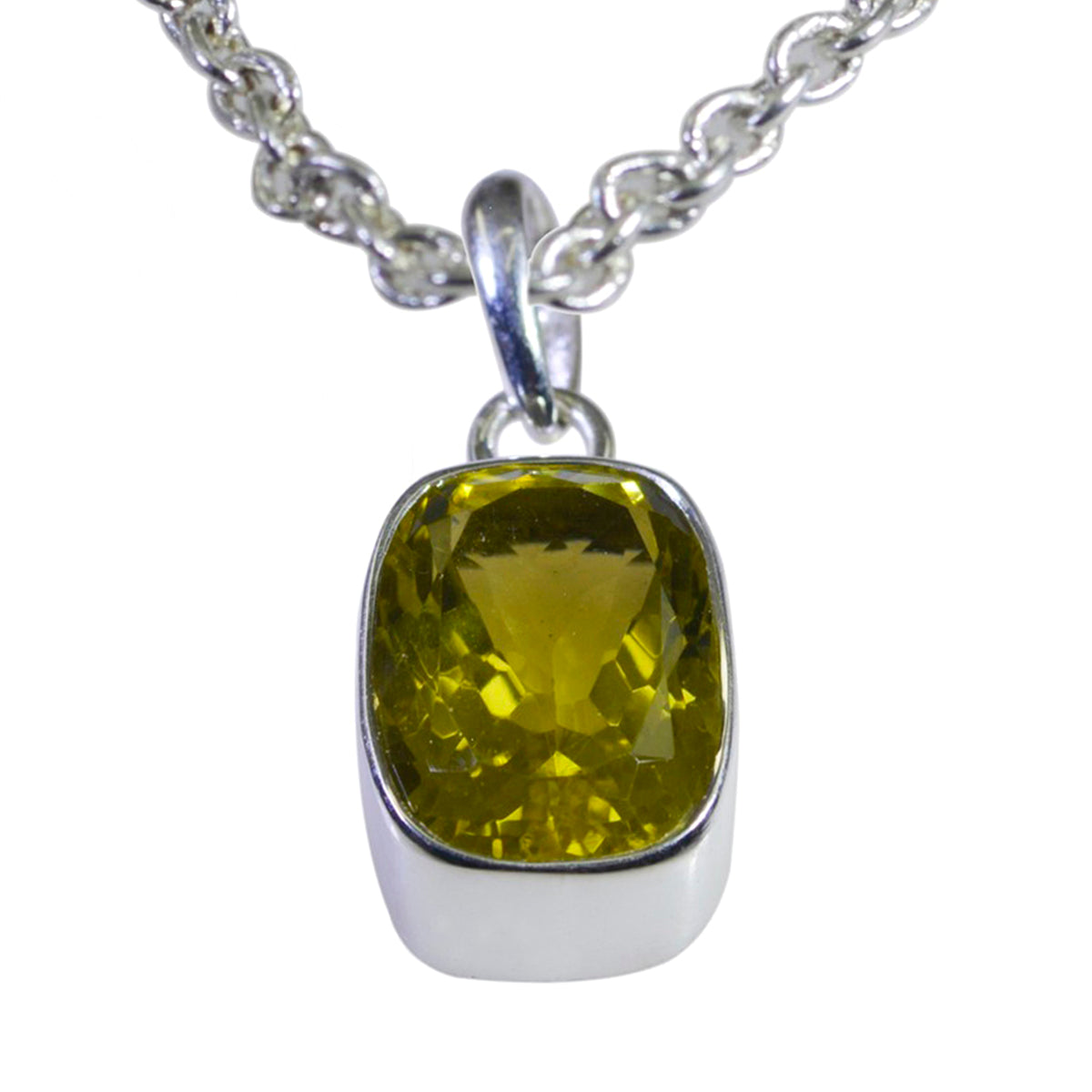 riyo декоративный драгоценный камень восьмиугольник граненый желтый лимон кварц кулон из стерлингового серебра подарок для ручной работы
