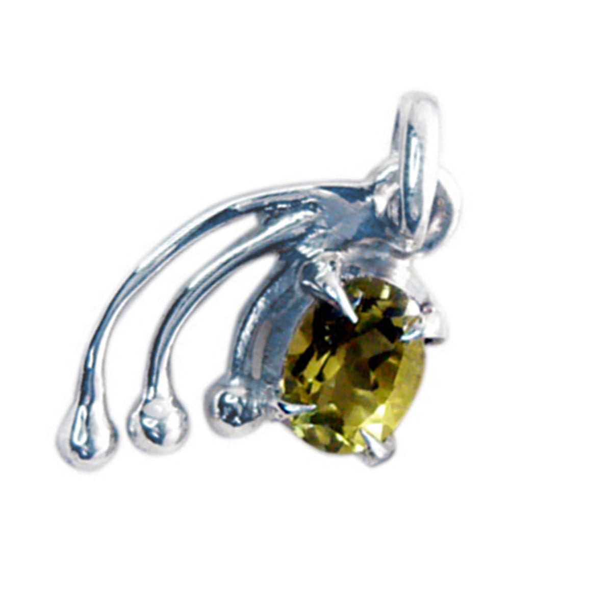 Riyo Beddable Gems Oval Faceted Yellow Lemon Quartz Silver Pendant Gift For Boxing Day