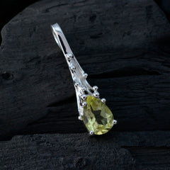 Riyo Handsome Gemstone Pear Faceted Yellow Lemon Quartz 973 Sterling Silver Pendant Gift For Birthday