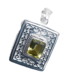 Riyo natuurlijke edelsteen achthoek gefacetteerd geel citroenkwarts 995 sterling zilveren hanger cadeau voor lerarendag